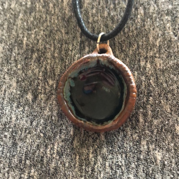 😻5 for $15🛍Artisan glazed pottery black necklace - Picture 1 of 3